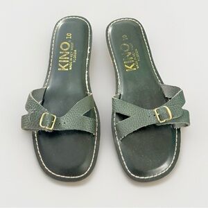 Kino Women's Dark Green Slide On Sandals